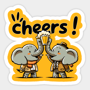 Elephant Toasting Sticker